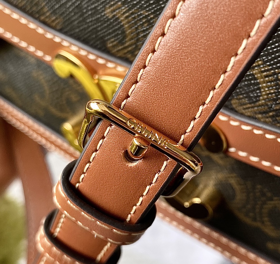 CELINE赛琳凯旋门帆布和小牛皮手袋188882