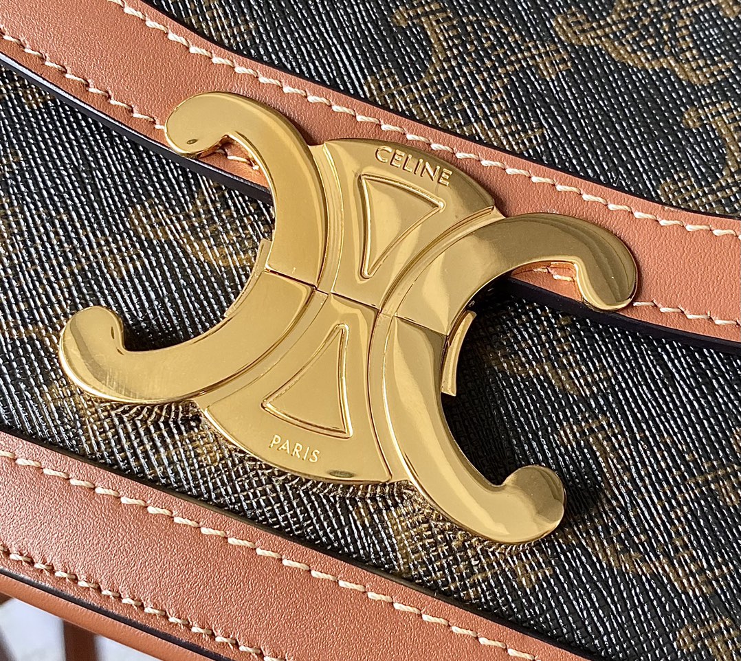 CELINE赛琳凯旋门帆布和小牛皮手袋188882