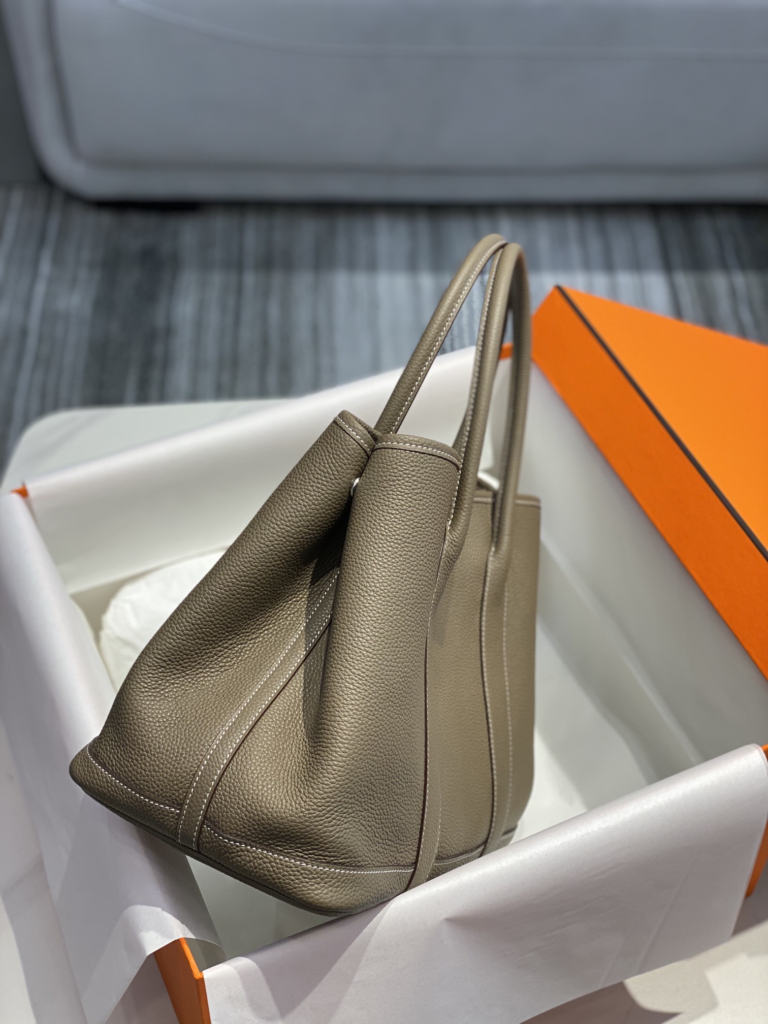 Hermès Garden Party 36 Tote Bag in Elephant Gray Leather, Brand New 3 i1640696563 5996 2