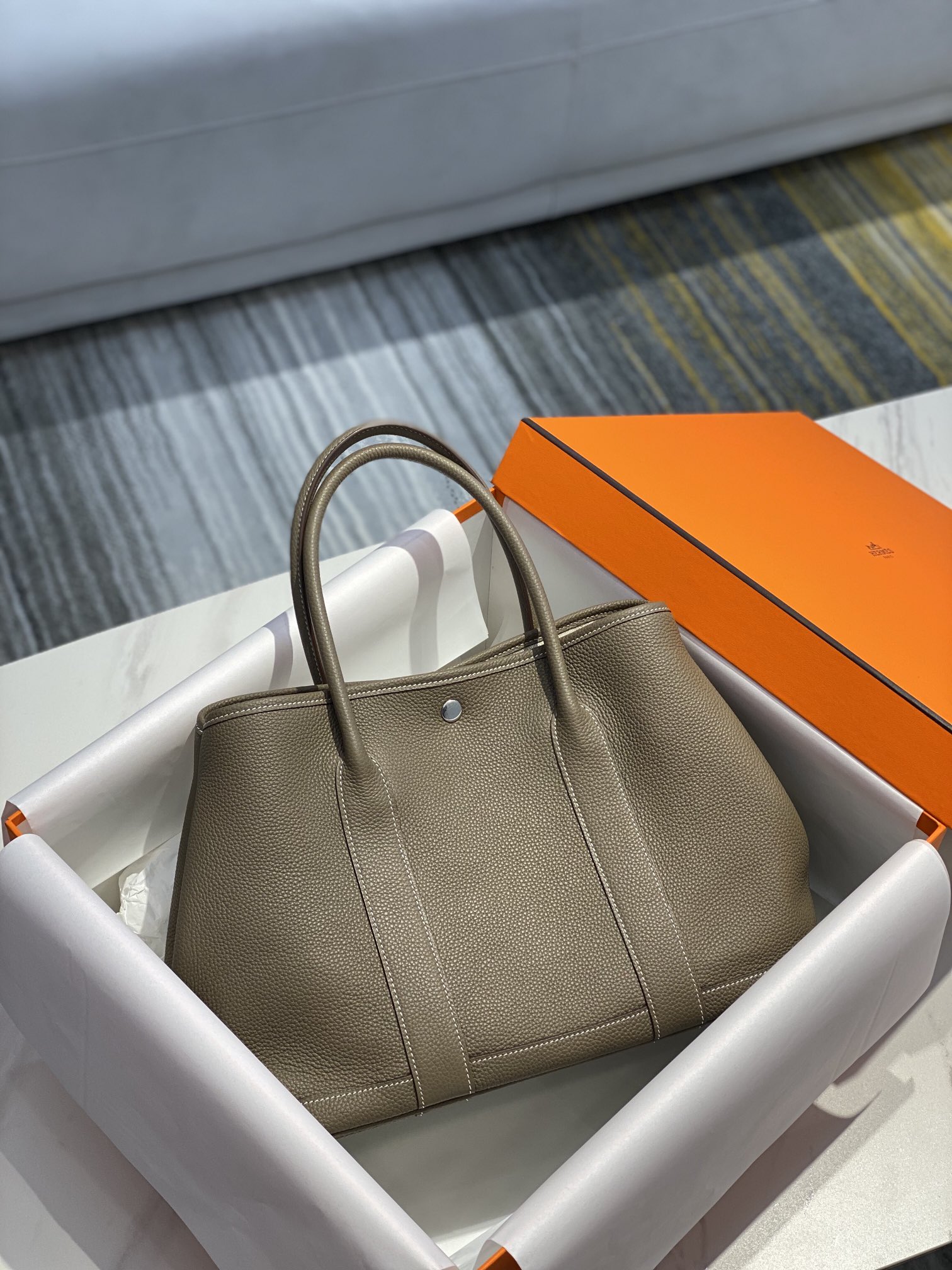Hermès Garden Party 36 Tote Bag in Elephant Gray Leather, Brand New 2 i1640696563 8548 1