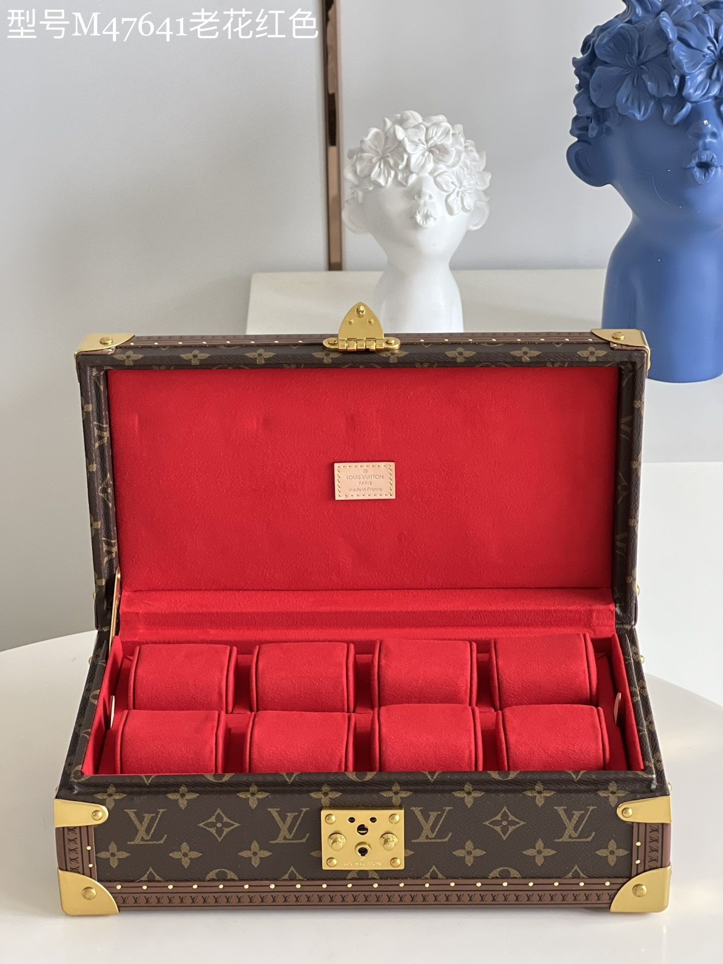 Louis Vuitton Caja de reloj Réplica de la parte superior 1: 1
 Rojo Monogram Canvas Lona M47641