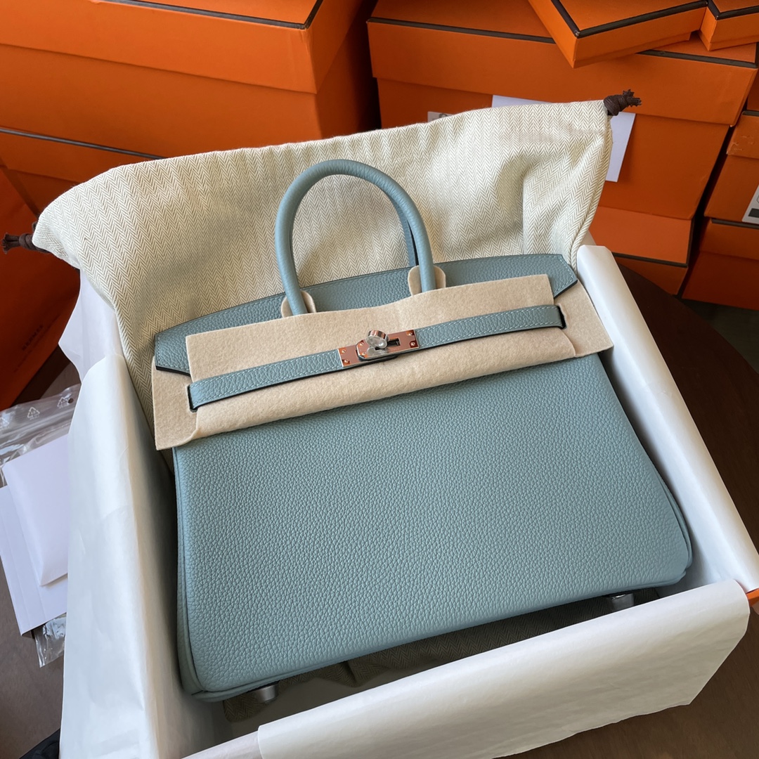 Hermes Birkin Bags Handbags Blue Silver Hardware