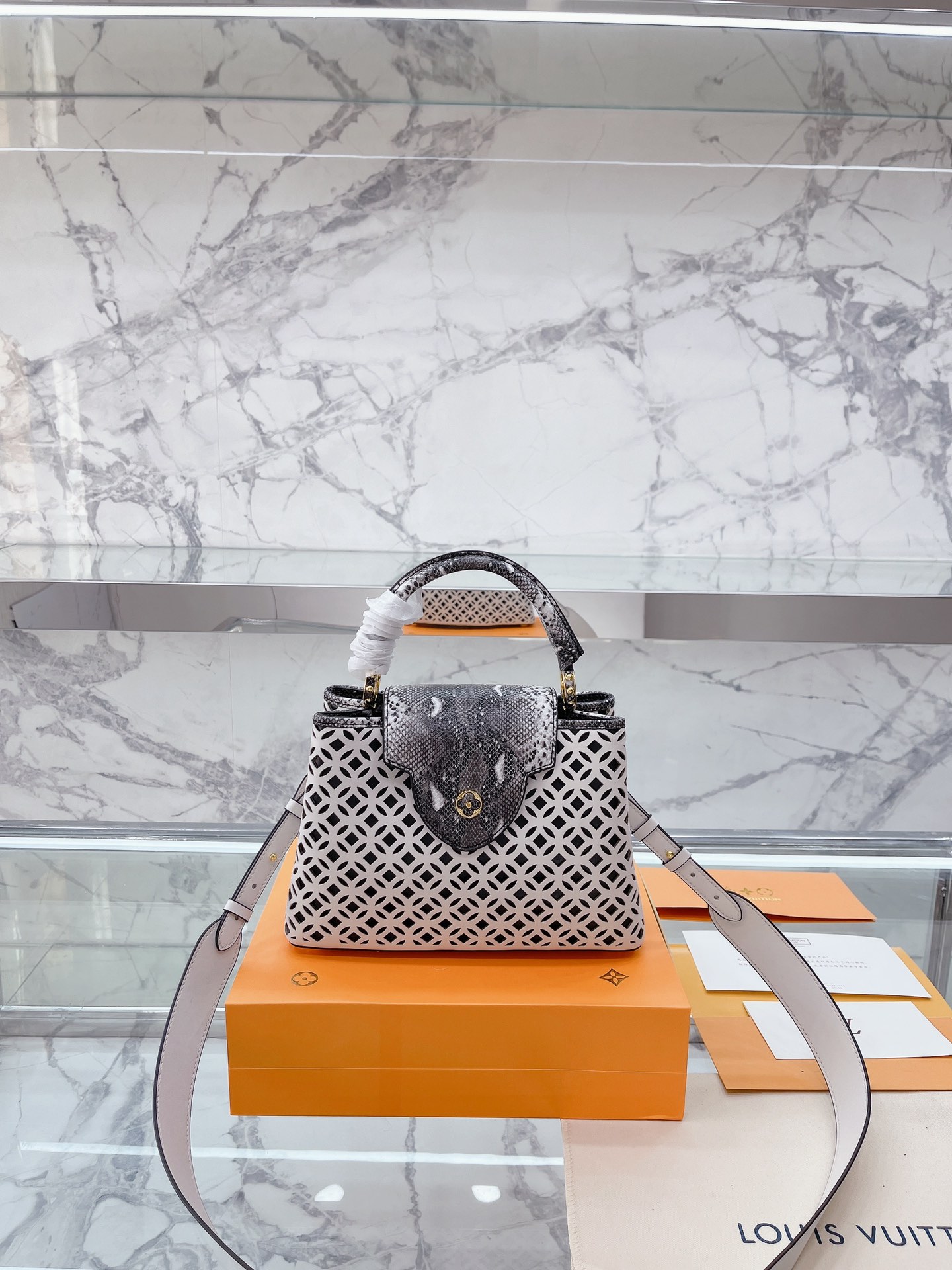 Louis Vuitton LV Capucines Bags Handbags Openwork Calfskin Cowhide Weave Summer Collection Mini