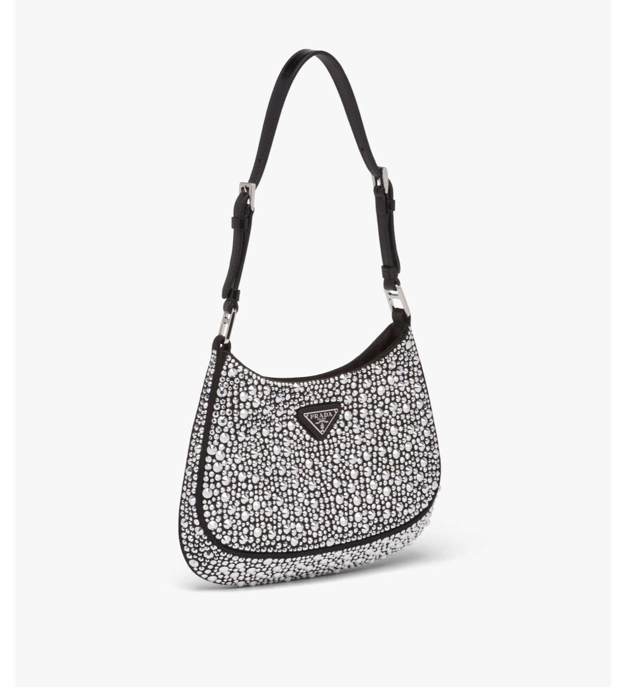 The counter has more than 20,000 yuan. Pradas new autumn and winter Cleo diamond-encrusted armpit bag 1BC169 uses fashionable diamond-encrusted c