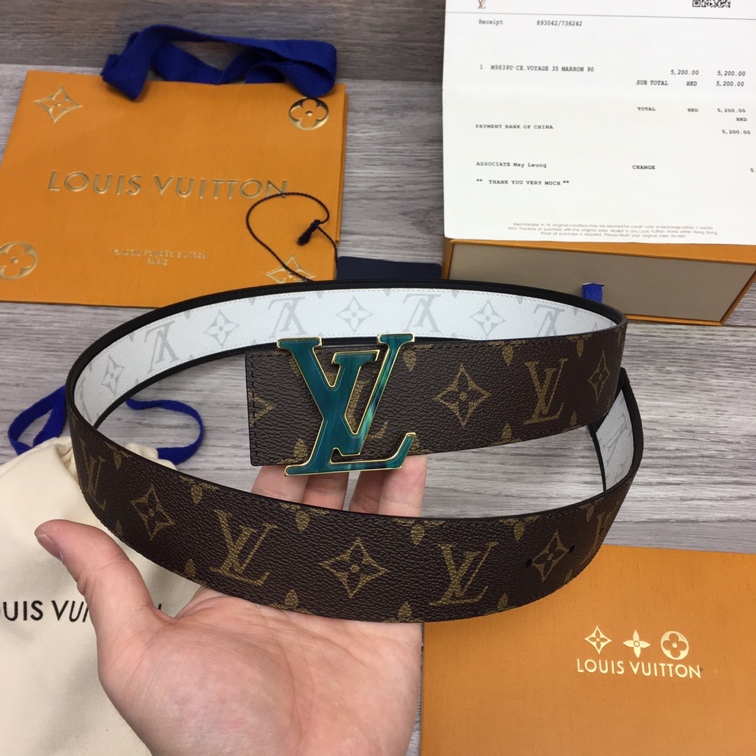 Buy Cheap Replica
 Louis Vuitton Belts Black White Splicing Men Canvas