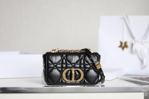 Dior Caro Bags Handbags Wholesale Designer Shop Black Embroidery Gold Hardware Cowhide Chains