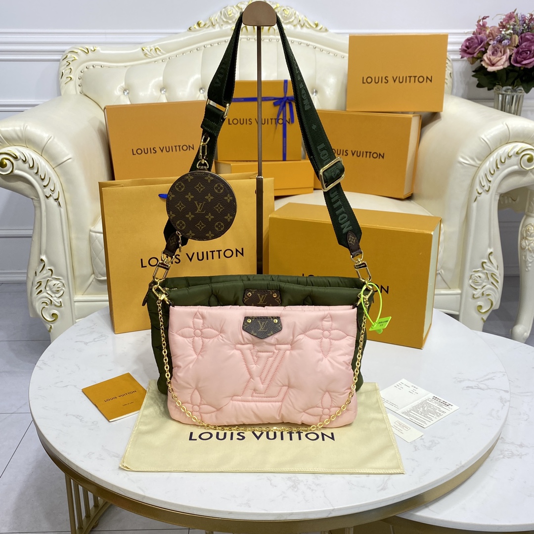 Best Replica
 Louis Vuitton LV Multi Pochette Accessoires Bags Handbags Apricot Color Black Dark Green Red Embroidery Mini M58980