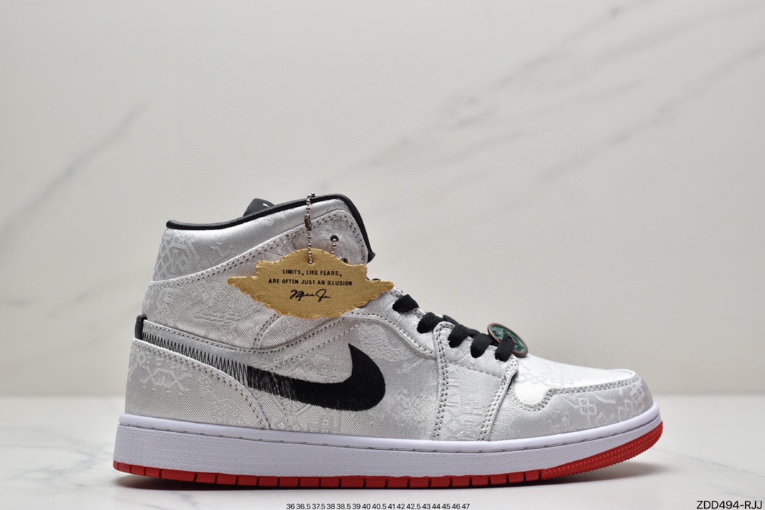 230 CLOT x Air Jordan 1 Mid ”Fearless” 重磅联名白丝绸CU2804-100