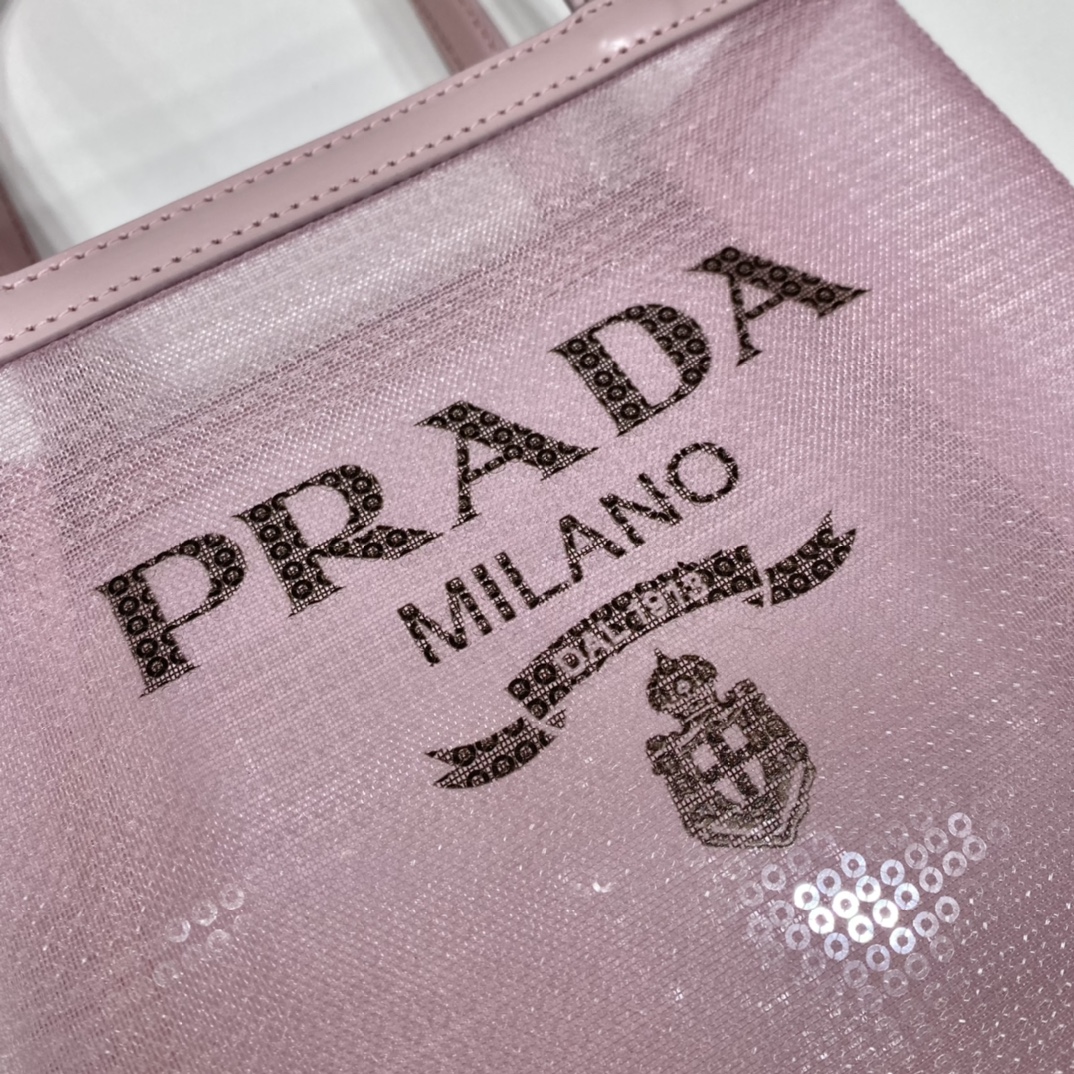 PRADA普拉达印花刻字徽标亮片tote托特包1BG417
