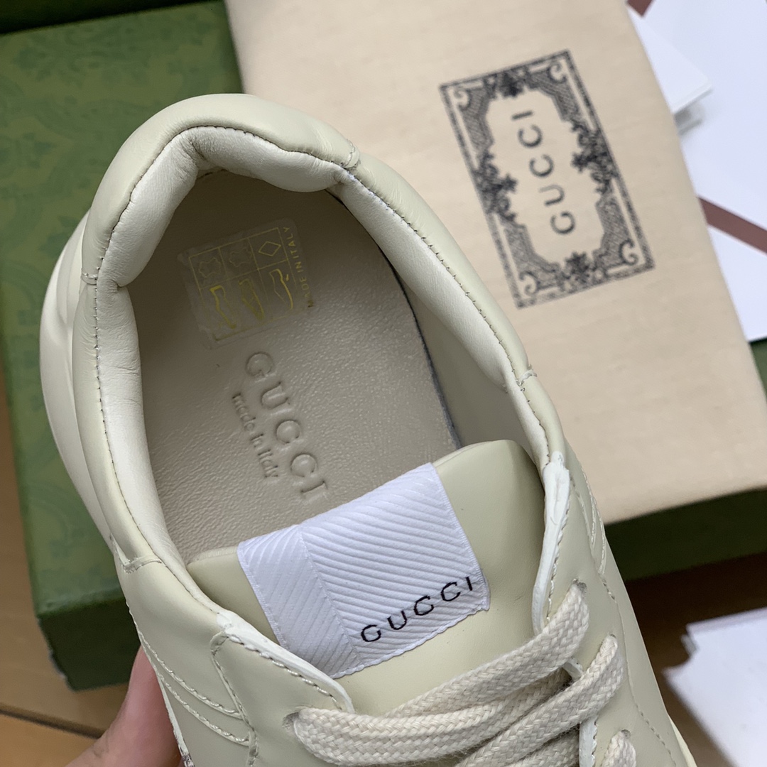 Gucci古驰  象牙色皮革【G家高版本】男女款复古运动鞋