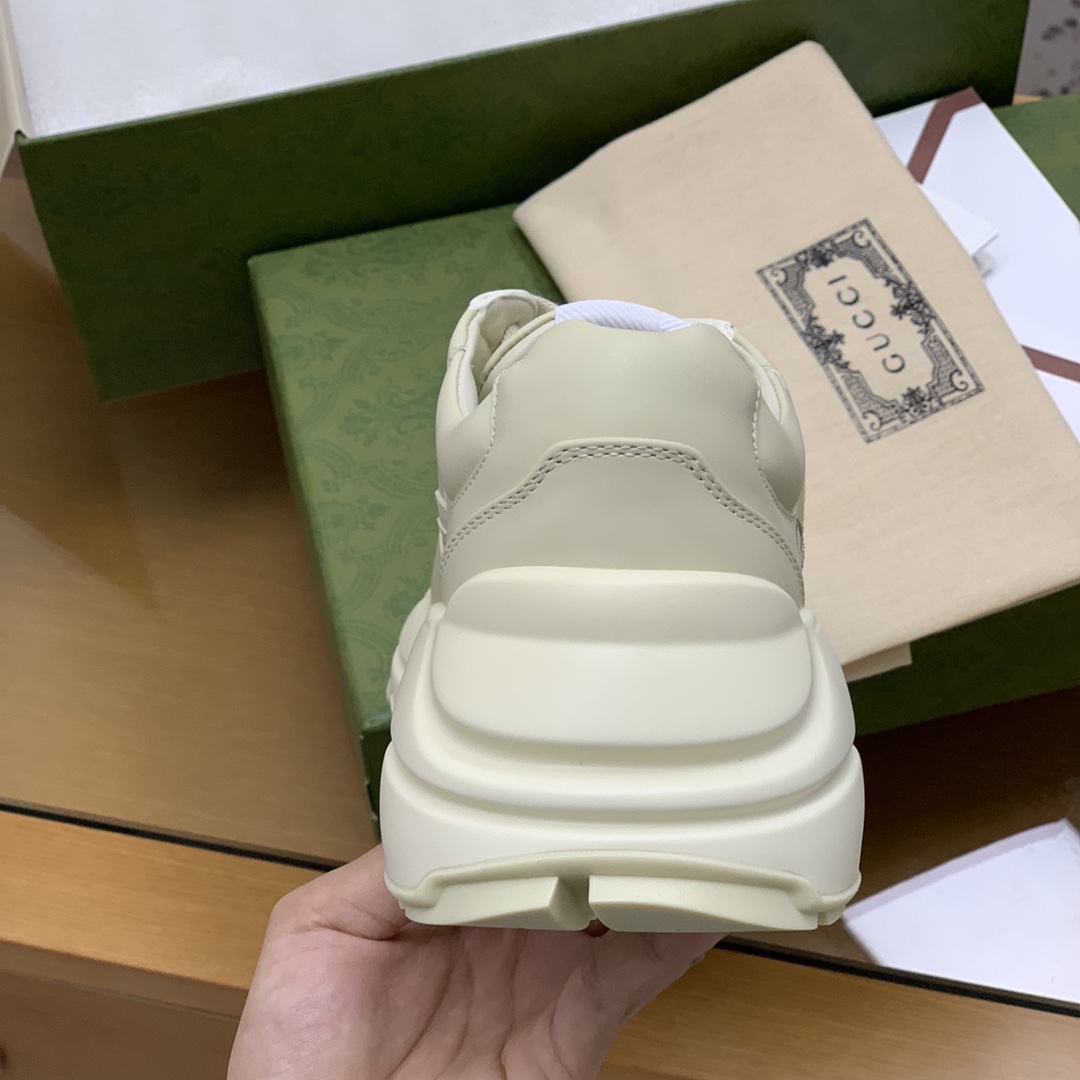 Gucci古驰  象牙色皮革【G家高版本】男女款复古运动鞋