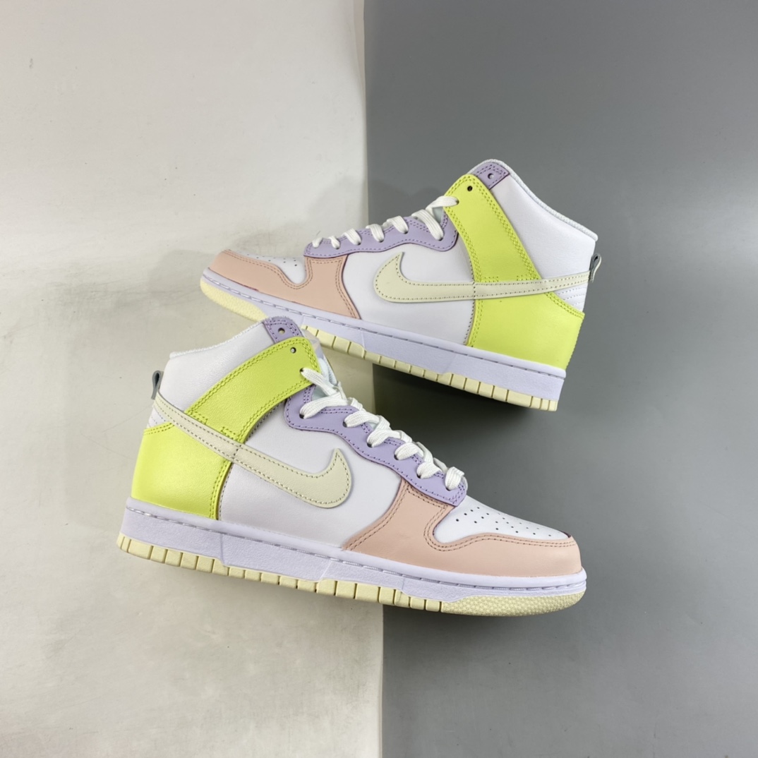 P280 NIKE SB Dunk High ”Cashmere” 白粉黄彩色拼接板鞋 DD1869-108