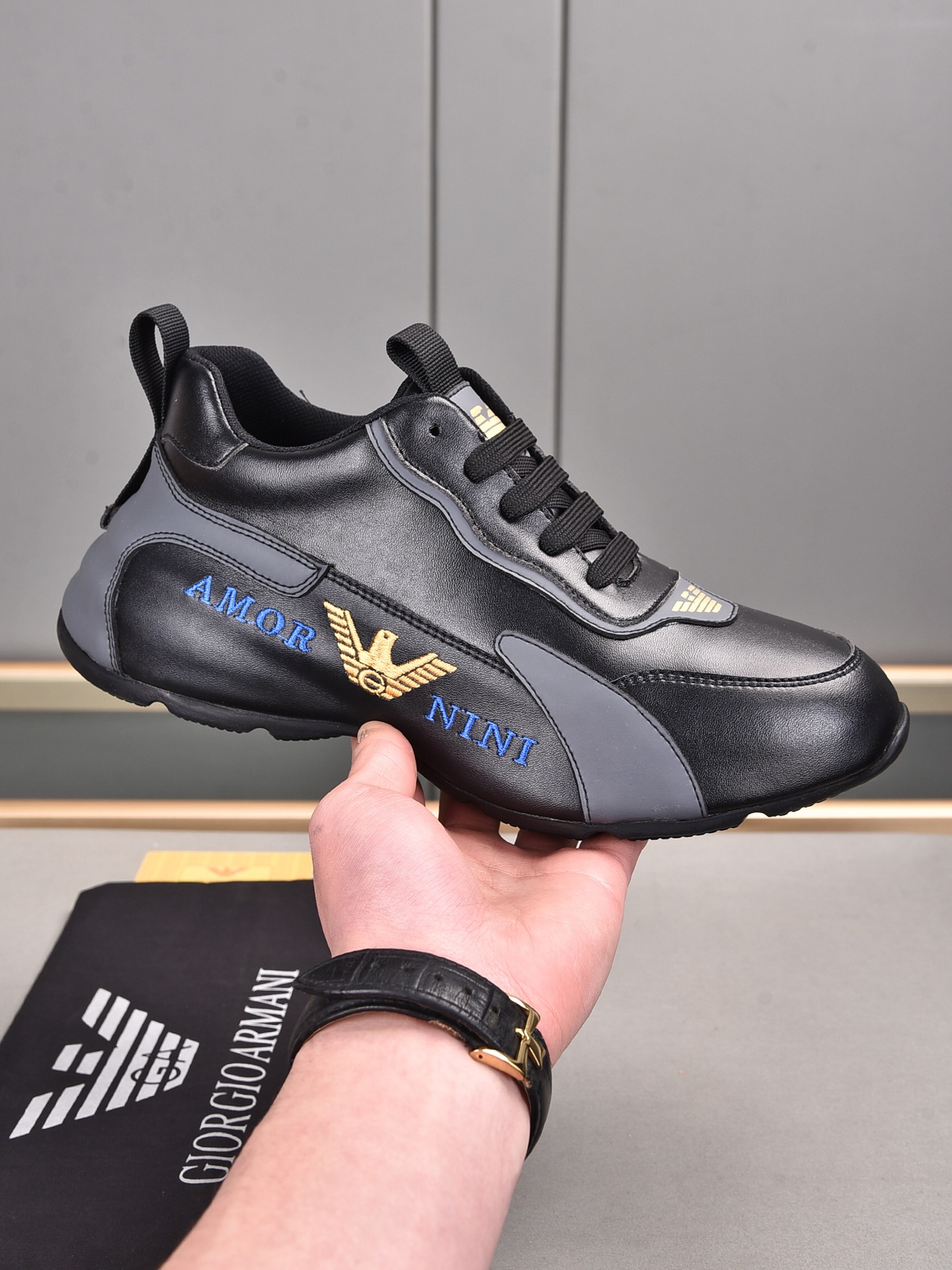 PP270 Armani moda modelos explosivos versátil y guapo superior importados de alta calidad de cuero d