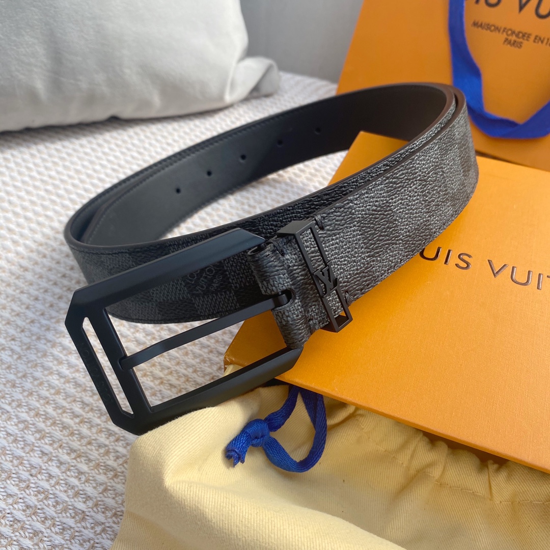 Louis Vuitton Belts Men Calfskin Canvas Cowhide