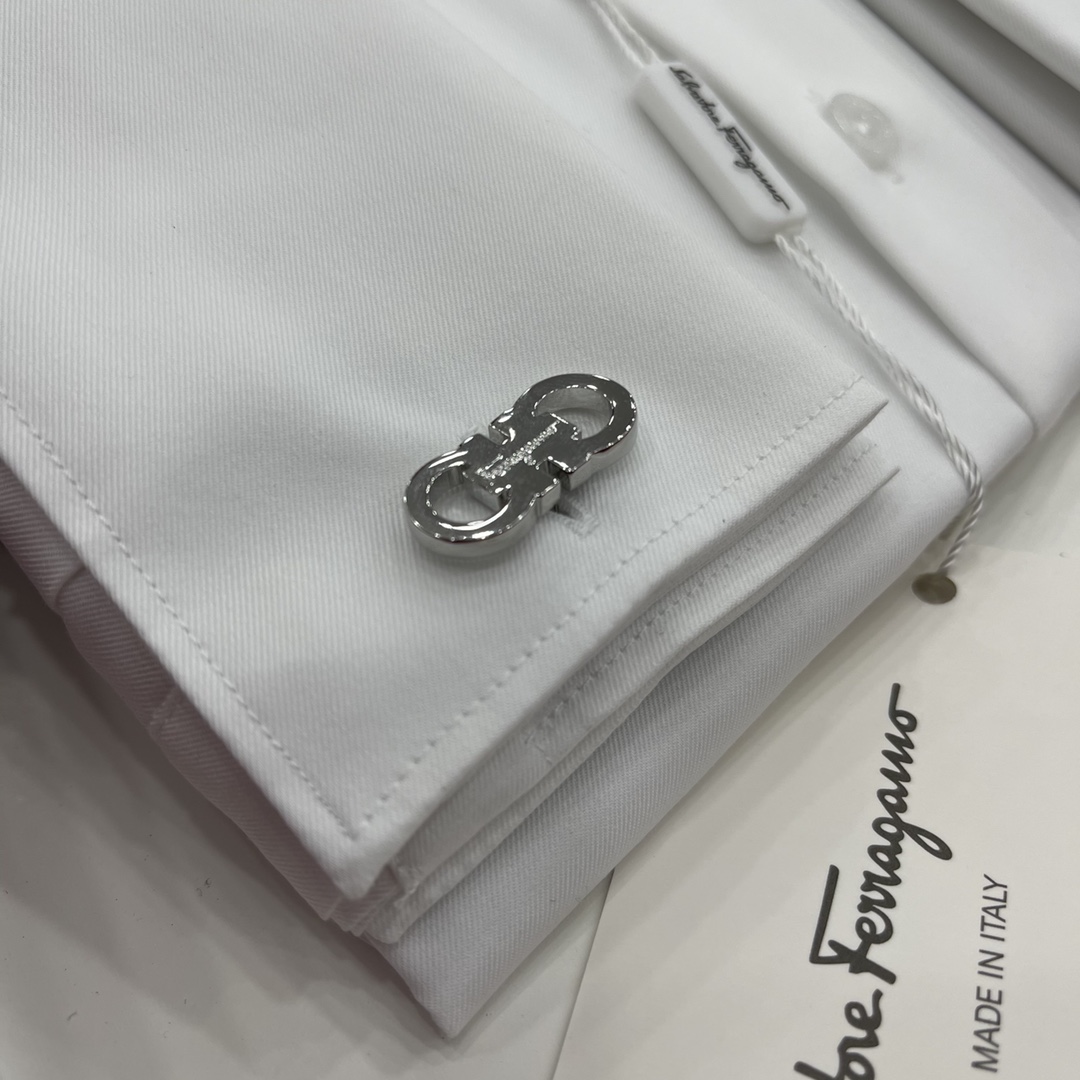 新款Ferragamo菲拉格慕礼盒装商务精品男士长袖衬衫