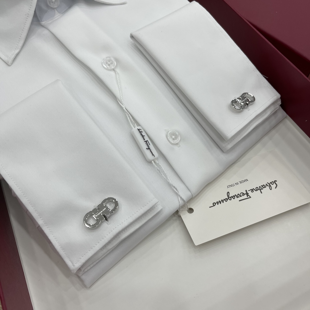 新款Ferragamo菲拉格慕礼盒装商务精品男士长袖衬衫