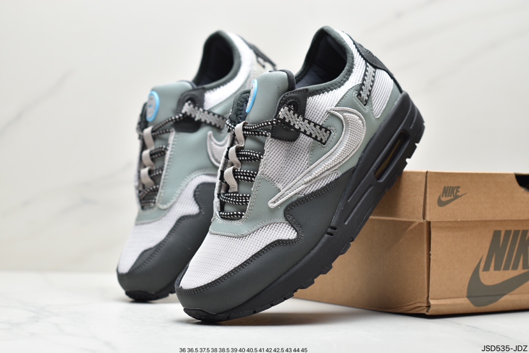 200 Travis Scott x Nike Air Max 1”Wheat/Lemon”改版款低帮复古百搭休闲运动慢跑鞋“柠檬黄做旧倒钩”DO9392