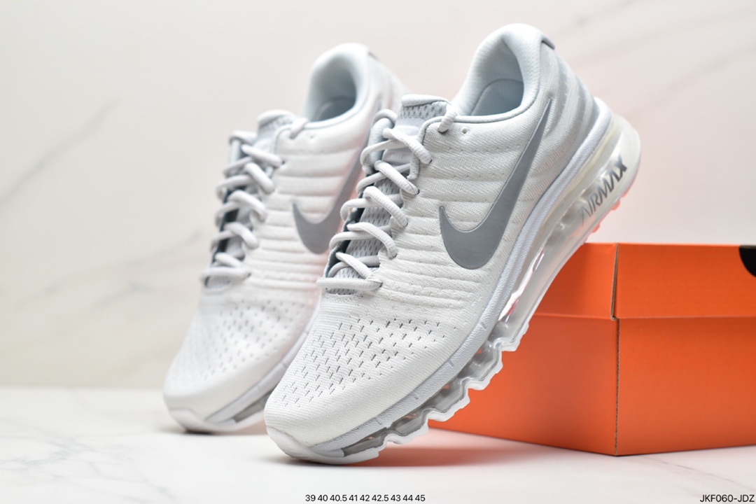 Nike Air Max 2017 Mesh Full Palm Air Cushion Casual Sports Jogging Shoes Grey White 849559-009