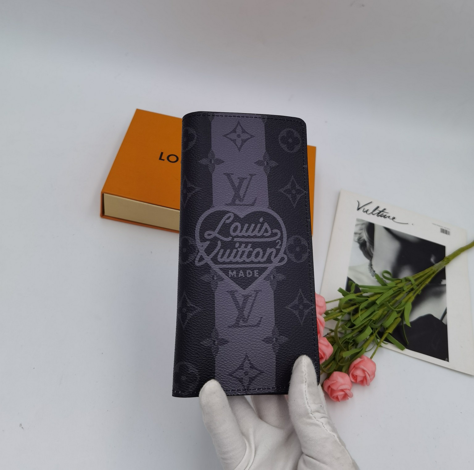 Genuine leather bifold wallet front view