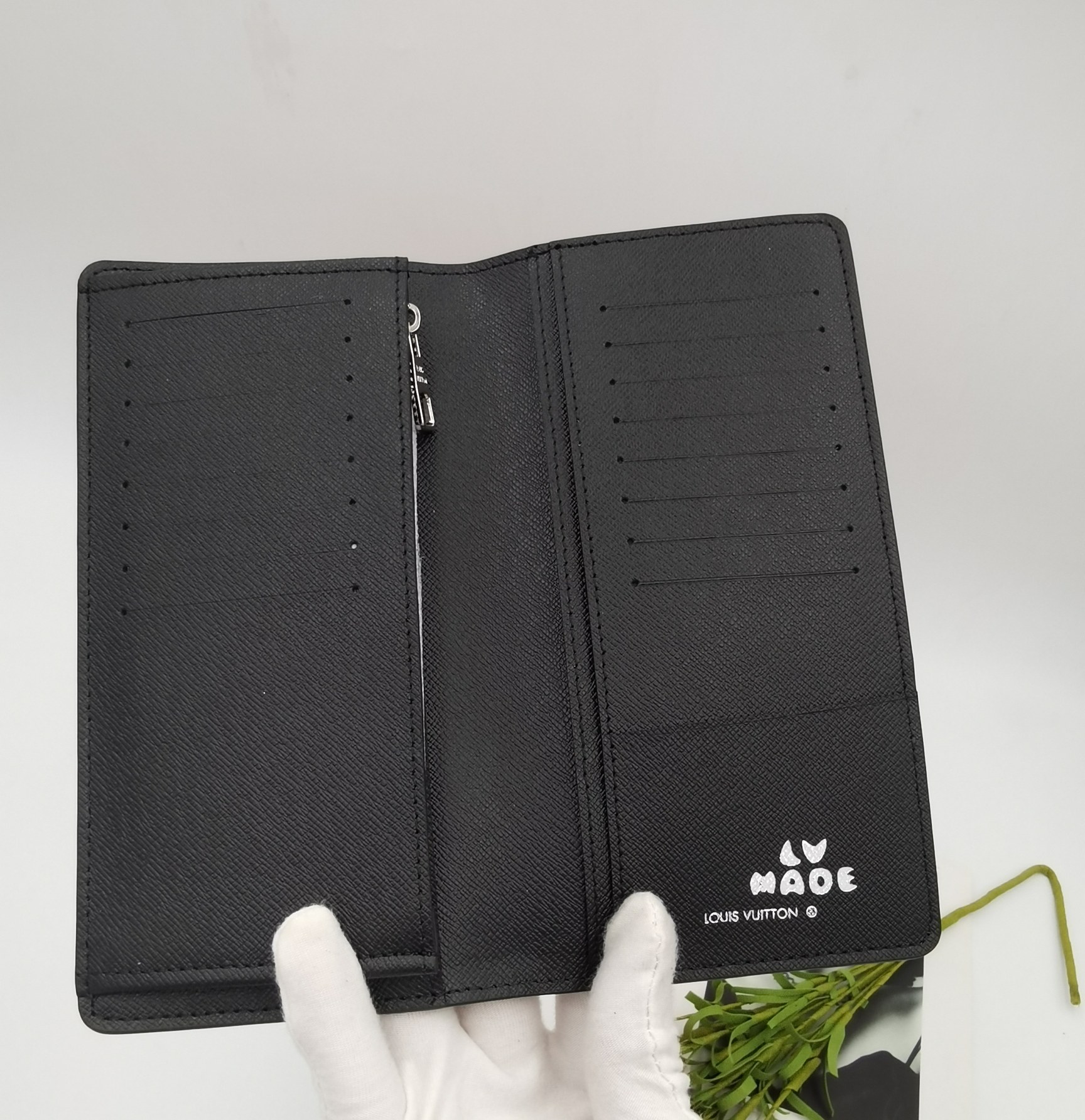 Wallet close up detail of stitching