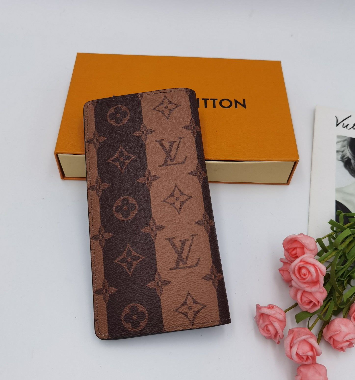 Bifold wallet side profile, showing slim design