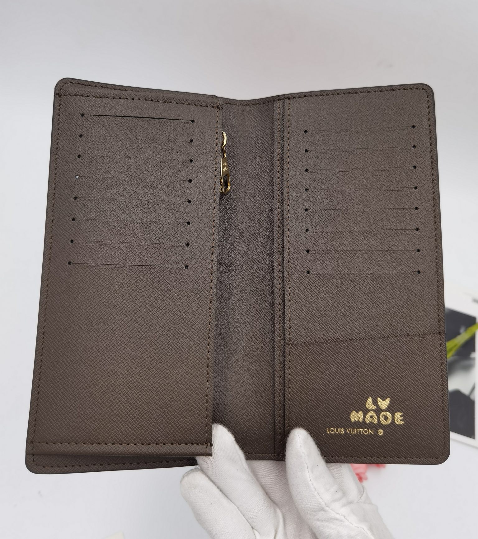 Wallet close up detail of stitching