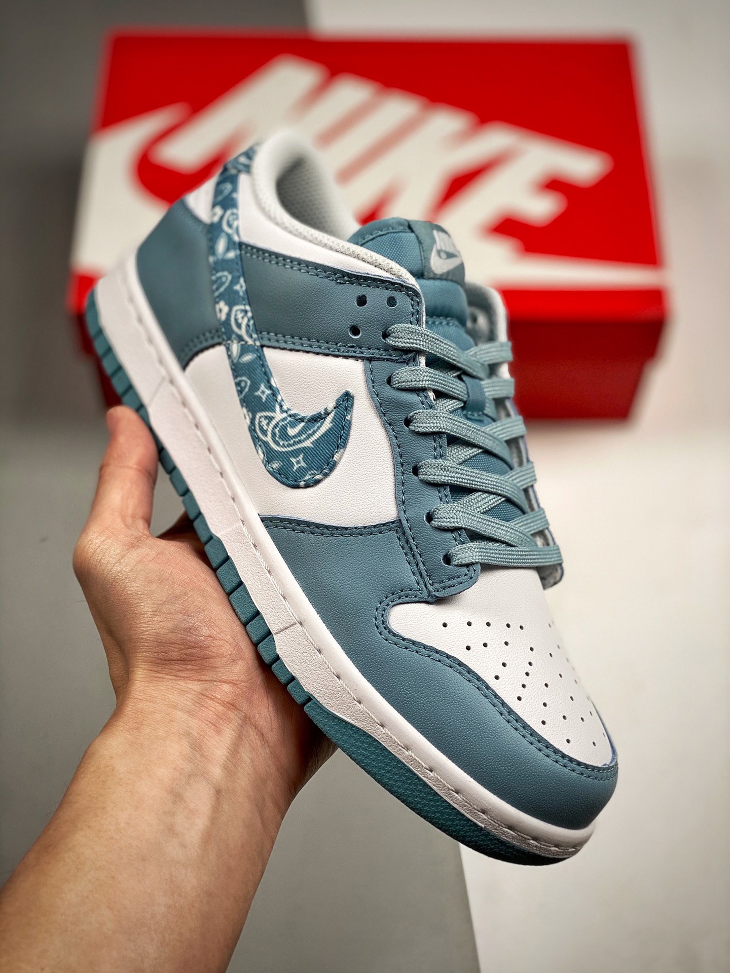 Nike Dunk Low Blue Paisley azul y blanco, producción original de fábrica grande, lanzamiento real fotografiado, materia…