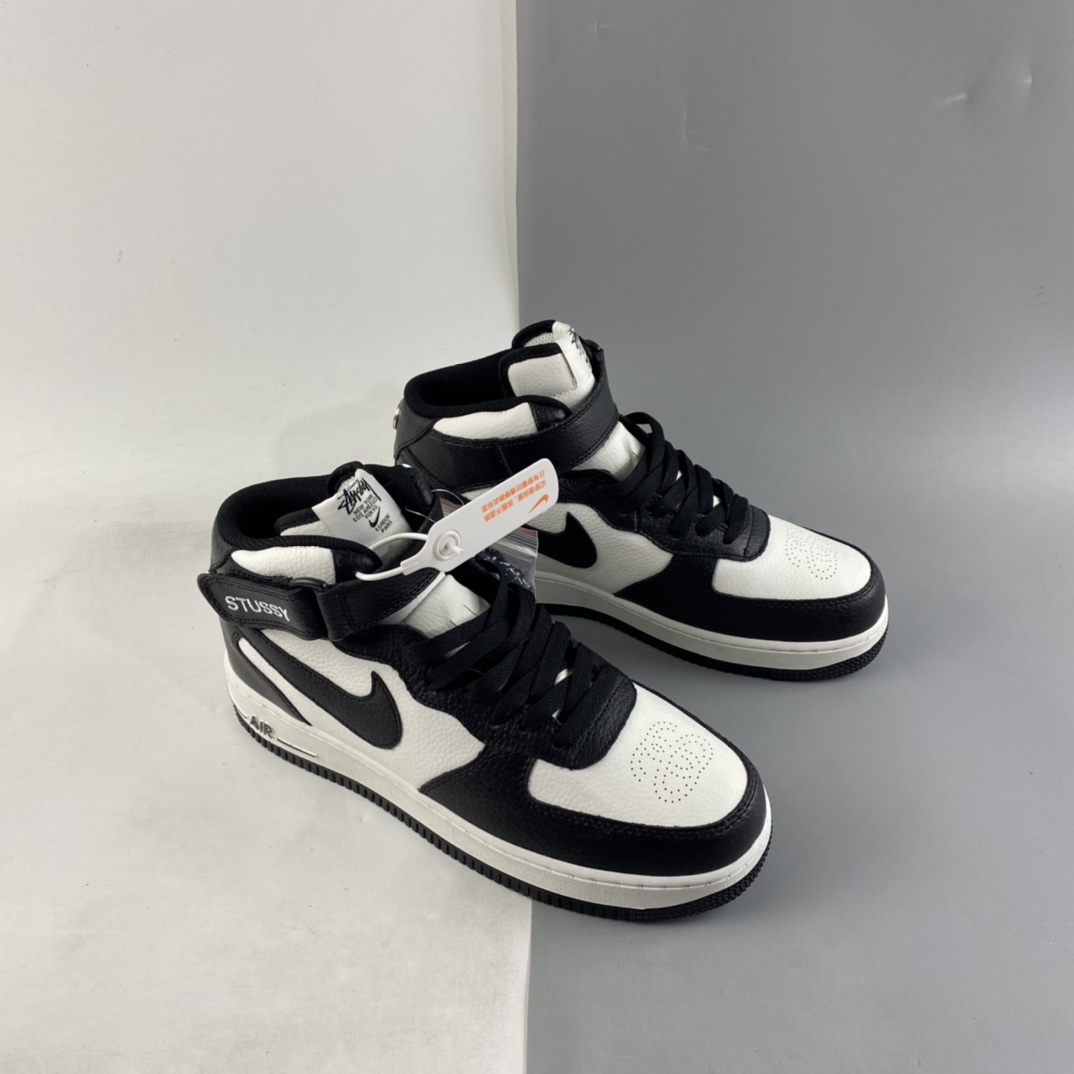 P220 NIKE Air Force 1 Mid Stussy 黑白 空军一号经典休闲潮流百搭板鞋 DJ7840-002