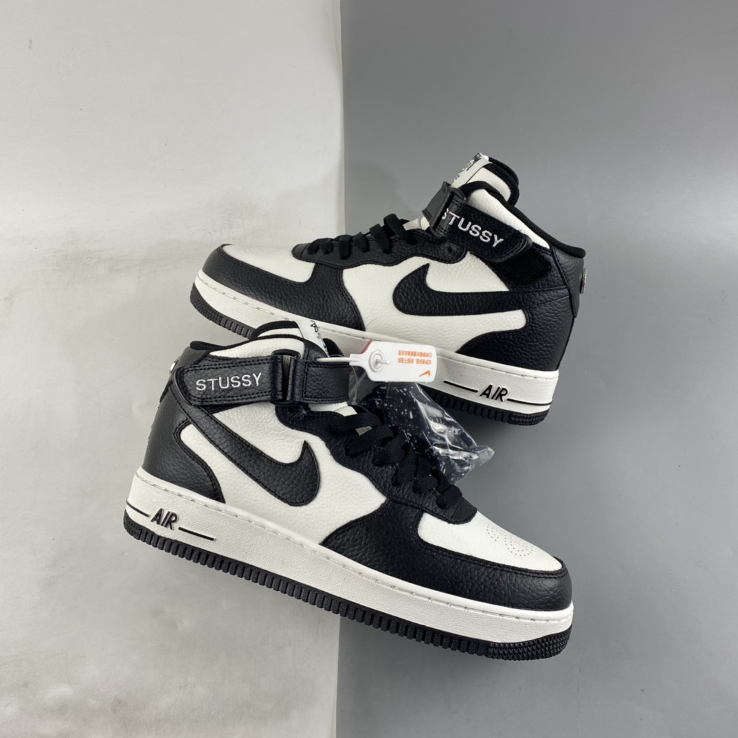 P220 NIKE Air Force 1 Mid Stussy 黑白 空军一号经典休闲潮流百搭板鞋 DJ7840-002