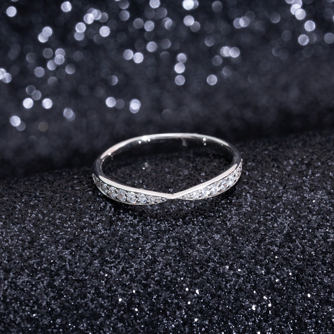 Jewelry Ring- Gold Platinum Silver White Set With Diamonds 925 Cotton