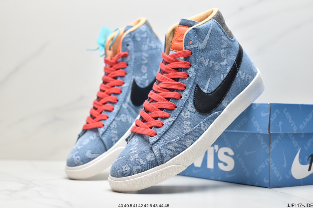 135 Blazer Mid x Levi’s Strauss 开拓者李维斯特牛仔高帮百搭休闲运动板鞋QH9368-004
