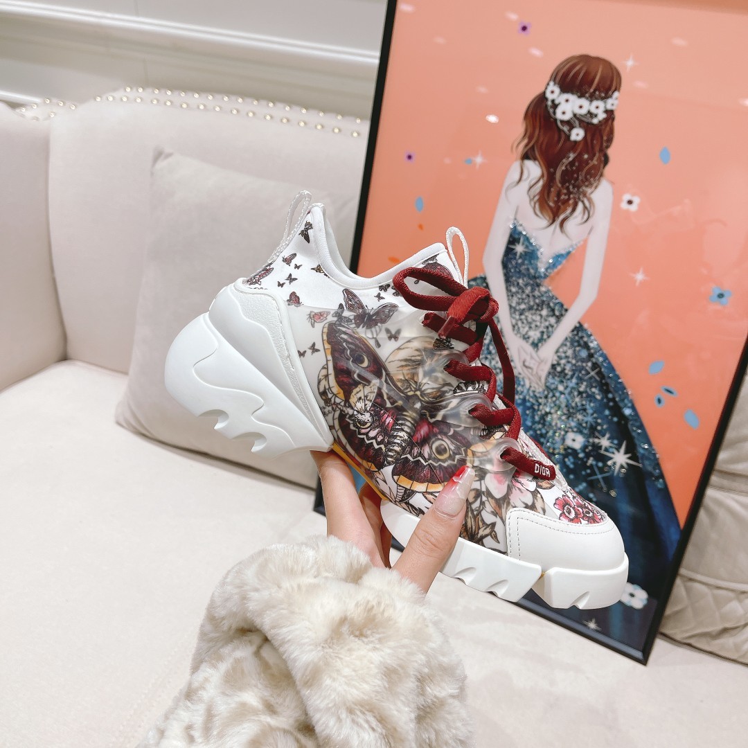 Dior经典印花系列休闲运动鞋红蝴蝶