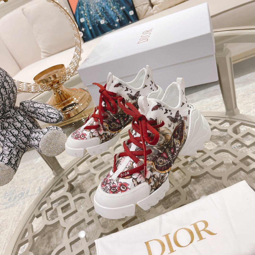 Dior经典印花系列休闲运动鞋红蝴蝶