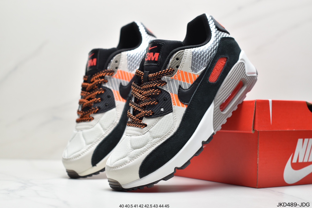 160 跨界联乘著名化工面料品牌3M公司 x Nike Air Max 90”3M Anthracite”复古气垫百搭休闲运动慢跑鞋“CZ2975-002