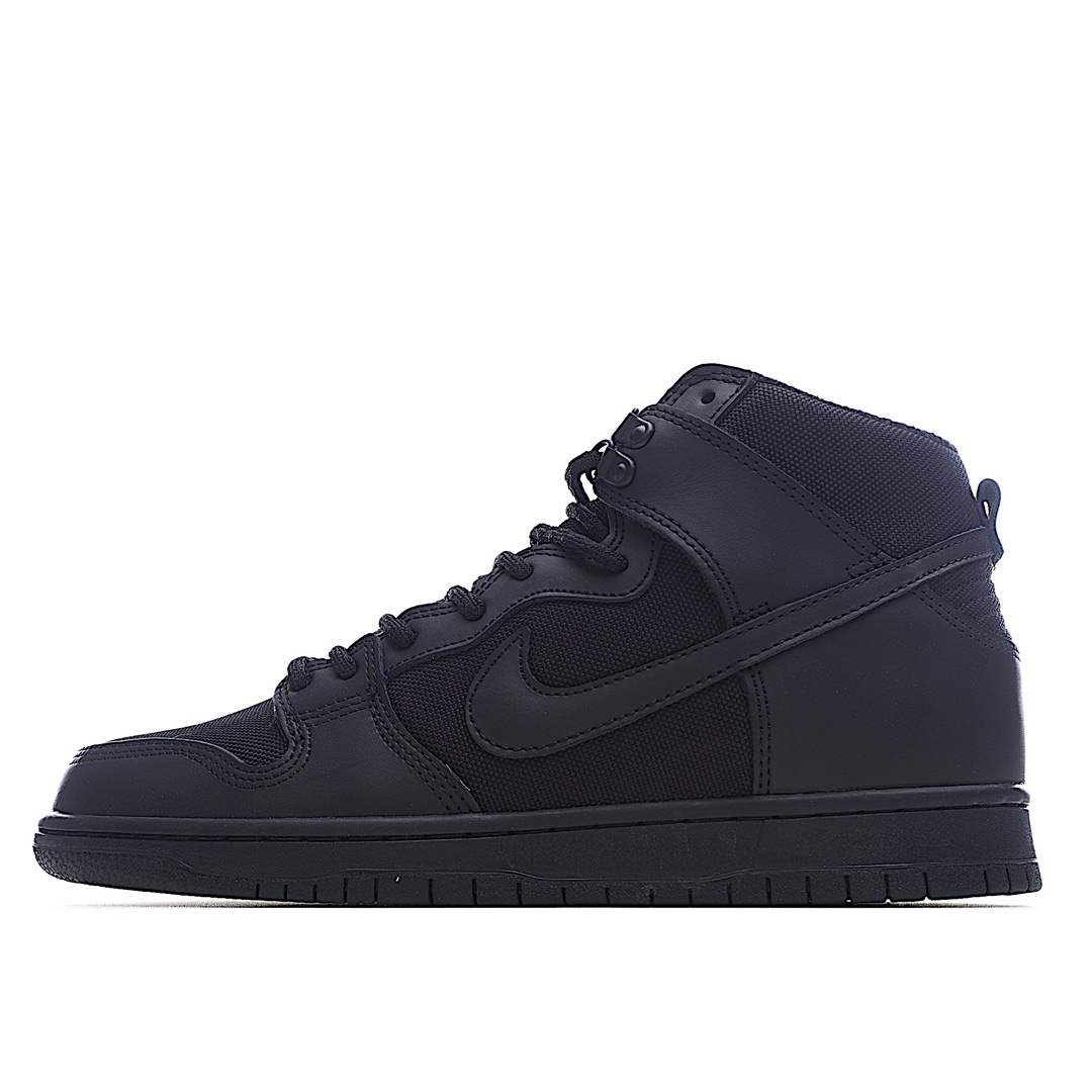 I0 Nike SB Dunk Hi Pro Bota”Ballistic”扣篮系列高帮系带经典百搭休闲运动板鞋“工装黑魂”男鞋真标半码制原楦原纸版开发采用全头层皮饰片+内嵌毛呢蓄暖内衬