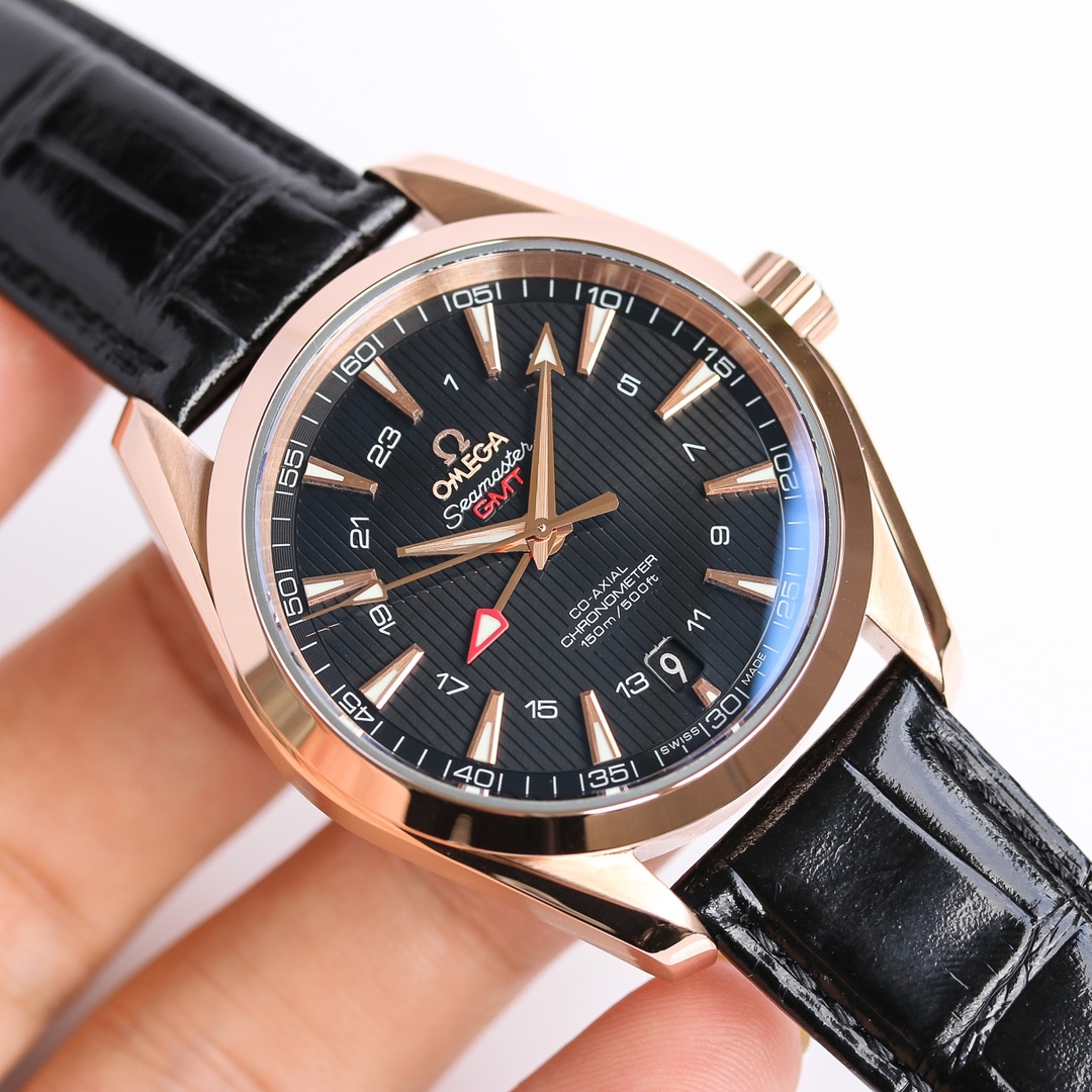 NO:337083,Gold Latest Original 1:1 Opening Omega Omega Seamama GMT, top-level workmanship, equipped with a brand new movement, unique striped dial with yacht 