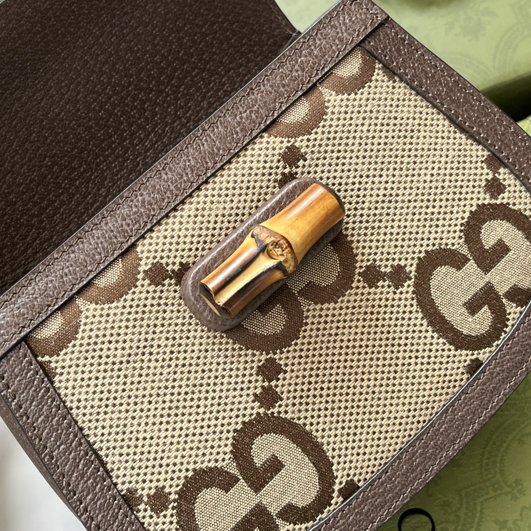 Gucci Bamboo 1947 Beige Brown GG canvas top handle everyday