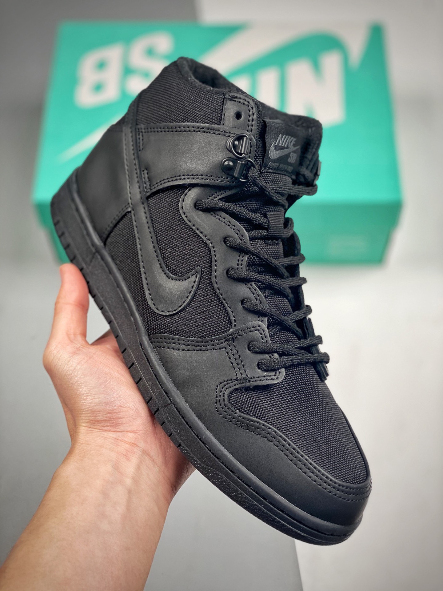 Nike Dunk SB High Black Knight, producción original de fábrica grande, lanzamiento real fotografiado, material de capa …