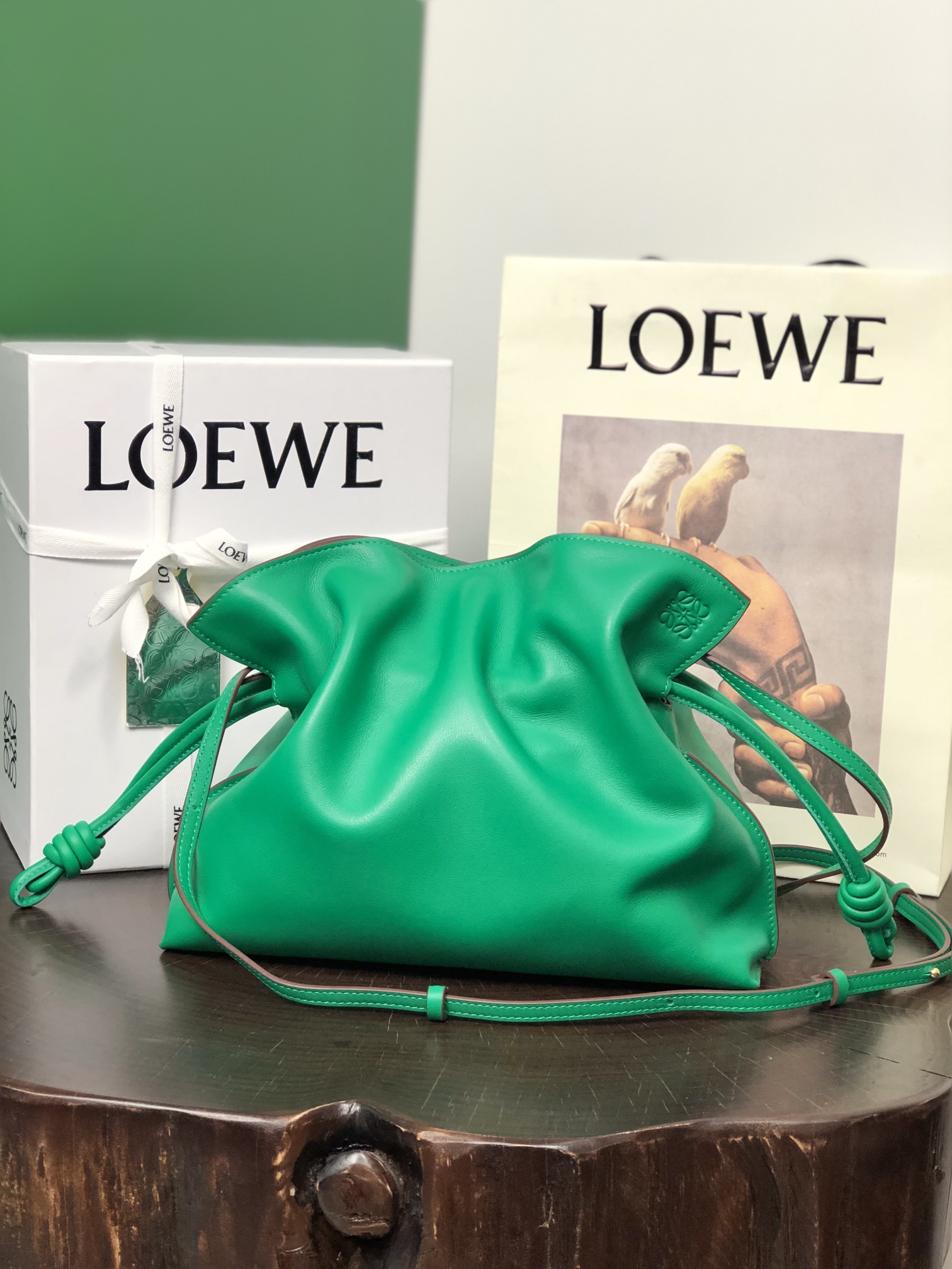 Loewe Flamenco Store
 Clutches & Pouch Bags Green Men Calfskin Chamois Cowhide Sheepskin