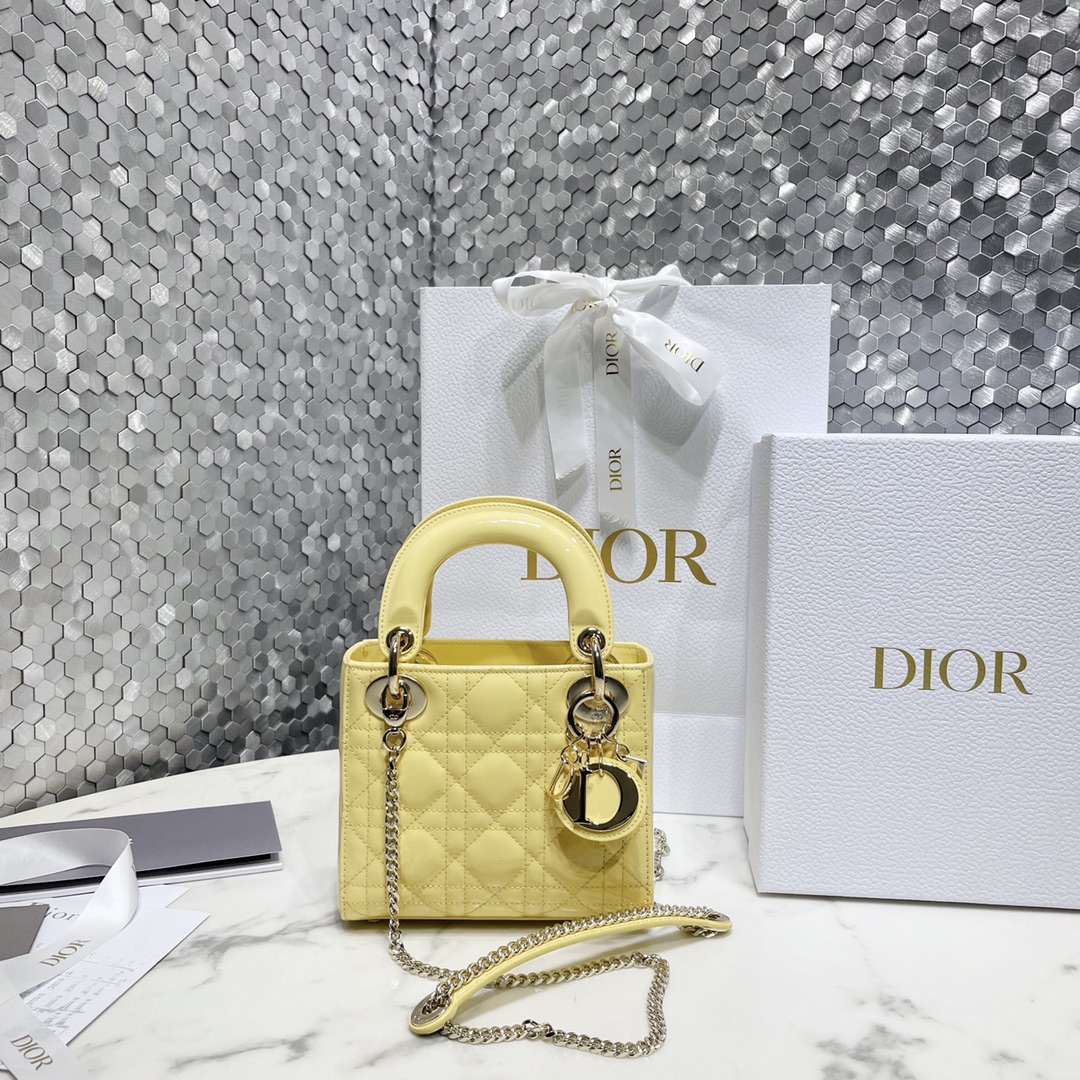 Dior Bags Handbags Sewing Cowhide Patent Leather Lady Chains