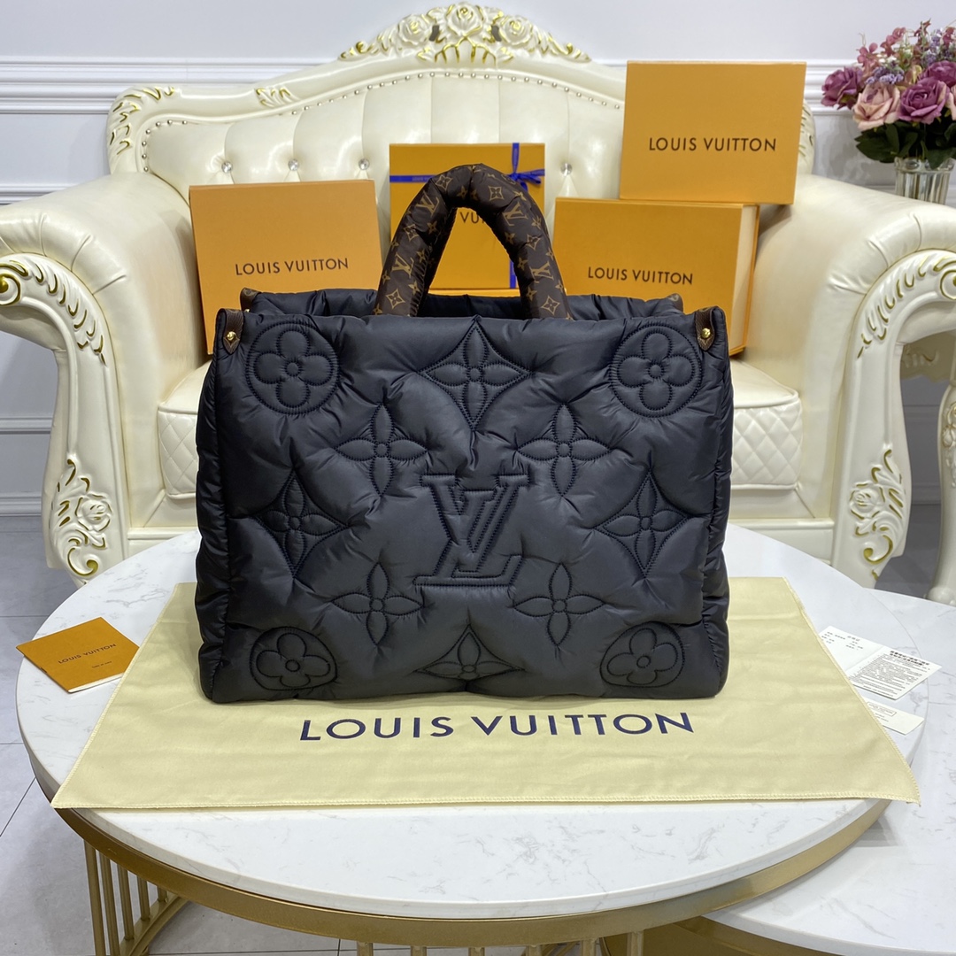 Louis Vuitton LV Onthego Bags Handbags Apricot Color Black Embroidery m59005