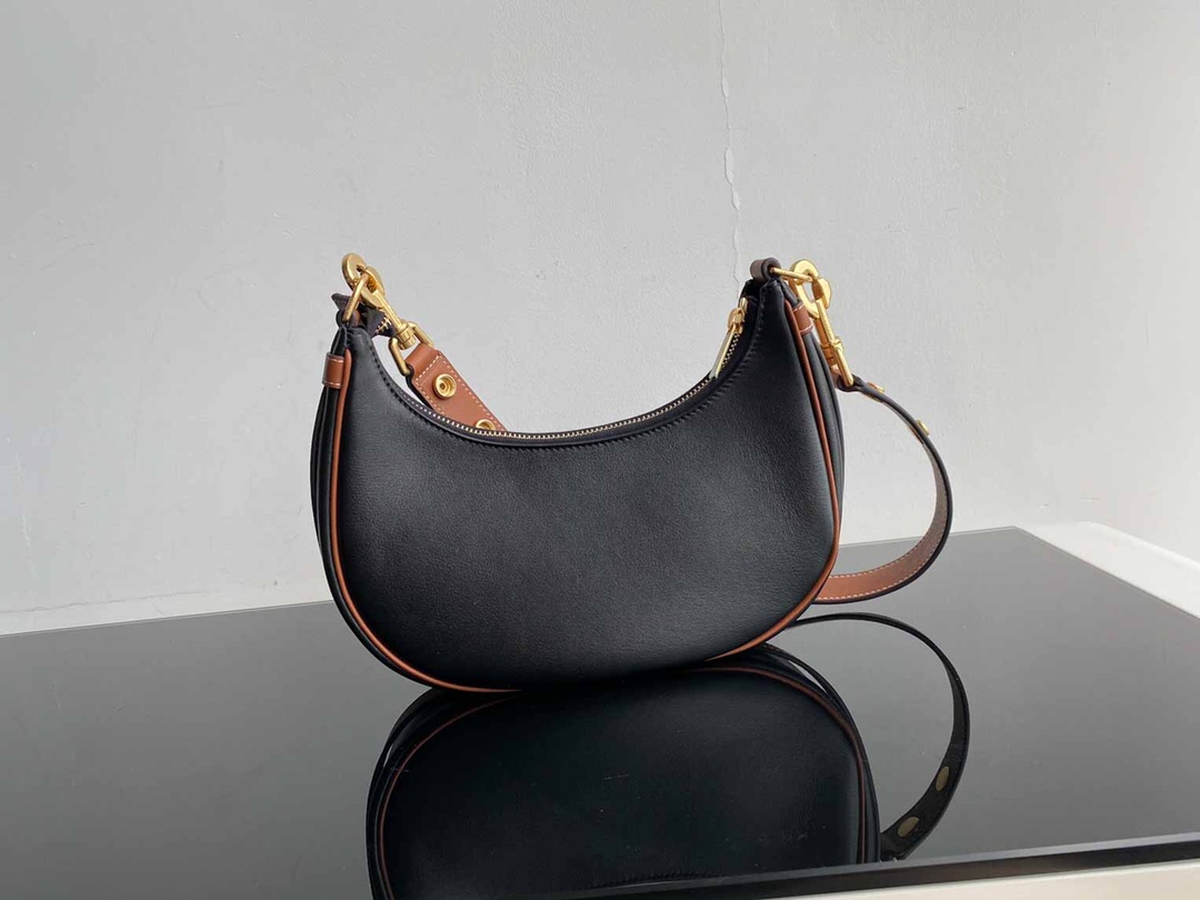 910 Original Celine AVA STRAP Medium Smooth Cow Leather Handbag New Full Leather Underarm Bag Dimensions: 24