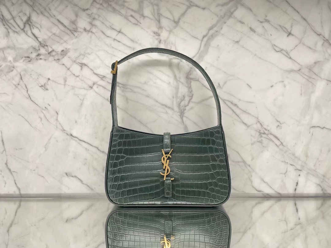 Saint laurent Ysl LE 5 À 7 鳄鱼纹腋下包 657228绿色