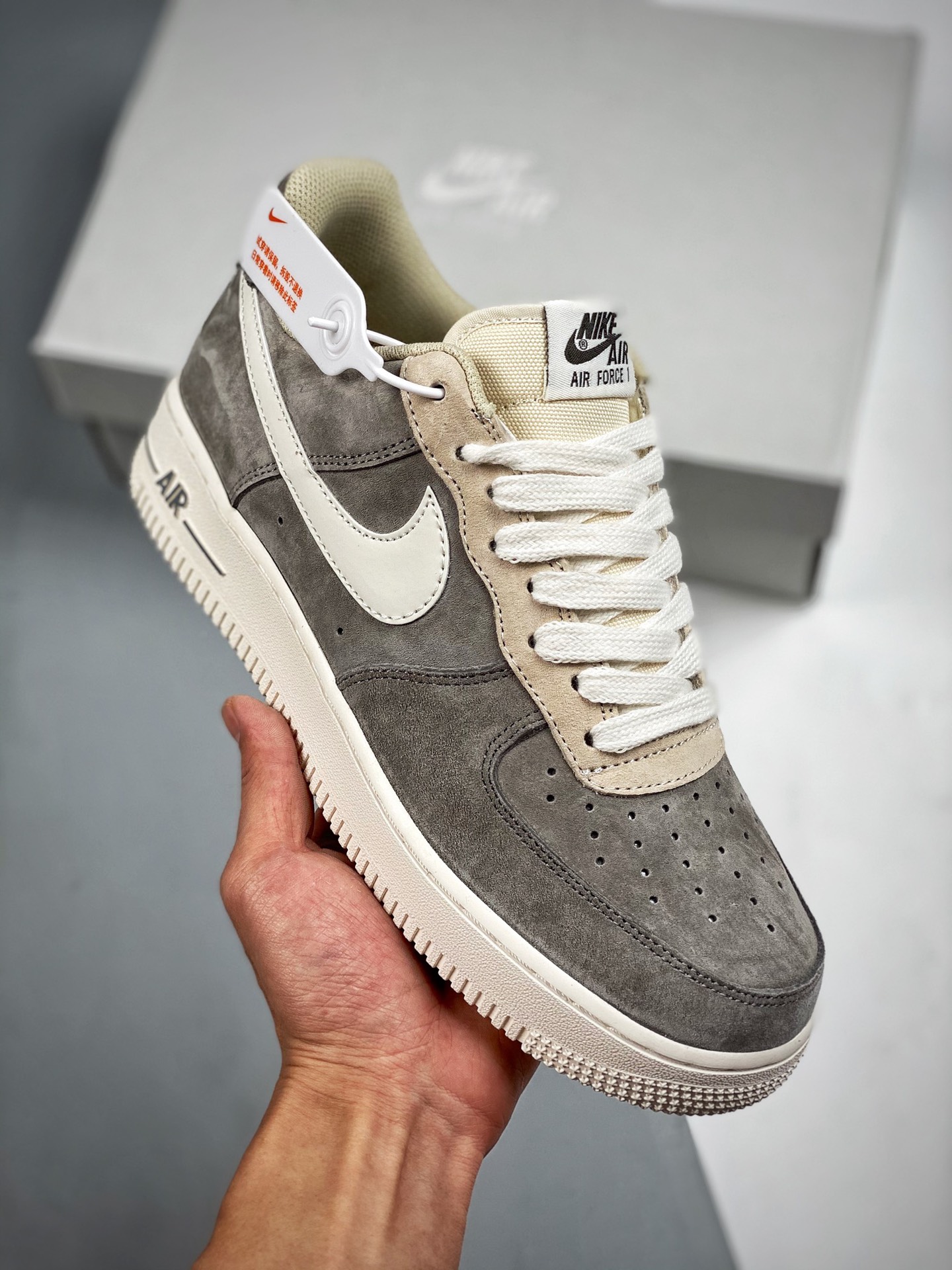 Nk Air Force 1 Low 07 "Gris oscuro y blanco combinados" Horma original y cartón original para crear el estilo auténtico…