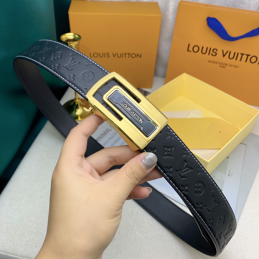 配全套包装礼盒LV男士自动腰带-宽度