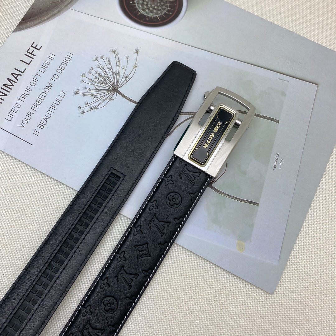 配全套包装礼盒LV男士自动腰带-宽度