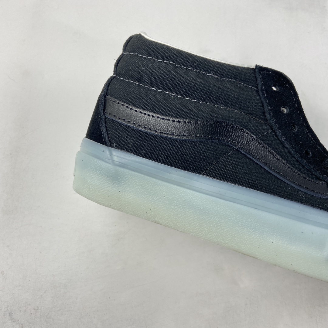 Vans Sk8-Mid official new cool transparent glass glue black Zhongbang board shoes VN0A3WM3ABC