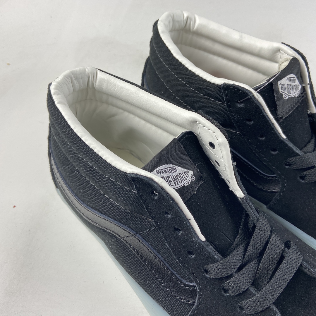 Vans Sk8-Mid official new cool transparent glass glue black Zhongbang board shoes VN0A3WM3ABC