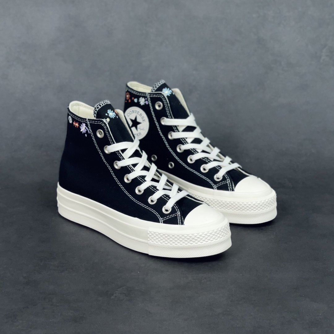 G0 Converse All Star Lift 厚底刺绣小花春暖花开 暖fufu的匡威厚底增高鞋把春天绣在了鞋子上 真的太棒了增高3cm 还很轻的增高厚底鞋