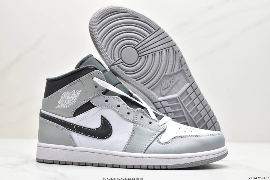 260 Air Jordan 1 Mid ”Light Smoke Grey” 中帮 灰白黑 AJ1 554724-078